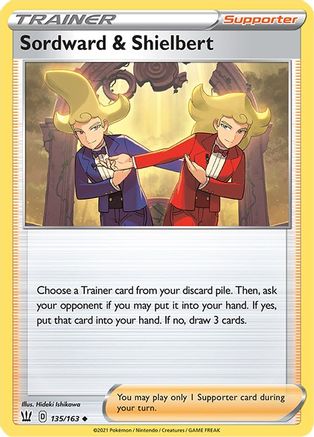 Sordward & Shielbert 135 - Reverse Holofoil SWSH05 Battle Styles - Uncommon