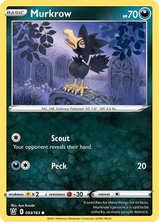 Murkrow 093 - Reverse Holofoil SWSH05 Battle Styles - Common