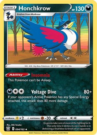 Honchkrow 094 - Reverse Holofoil SWSH05 Battle Styles - Uncommon