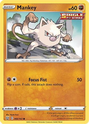 Mankey 066 - Reverse Holofoil SWSH05 Battle Styles - Common