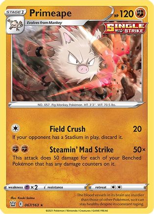 Primeape 067 - Reverse Holofoil SWSH05 Battle Styles - Rare
