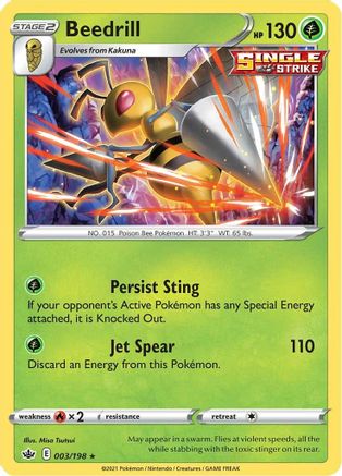 Beedrill 003 - Holofoil SWSH06 Chilling Reign - Holo Rare