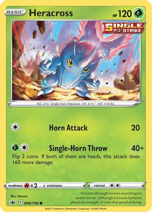 Heracross 006 - Reverse Holofoil SWSH06 Chilling Reign - Common