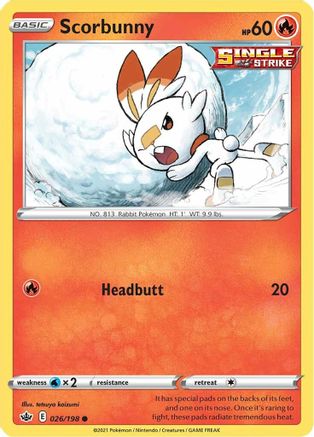 Scorbunny 026 - Reverse Holofoil SWSH06 Chilling Reign - Common