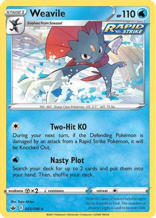 Weavile 031 - Reverse Holofoil SWSH06 Chilling Reign - Holo Rare