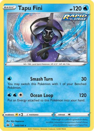 Tapu Fini 040 - Holofoil SWSH06 Chilling Reign - Holo Rare