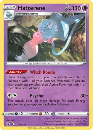 Hatterene 073 - Holofoil SWSH06 Chilling Reign - Holo Rare