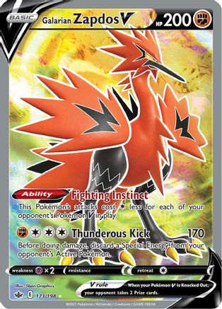 Galarian Zapdos V (Full Art) 173 - Holofoil SWSH06 Chilling Reign - Ultra Rare