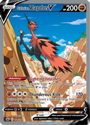 Galarian Zapdos V (Alternate Full Art) 174 - Holofoil SWSH06 Chilling Reign - Ultra Rare