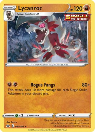 Lycanroc 087 - Holofoil SWSH06 Chilling Reign - Holo Rare