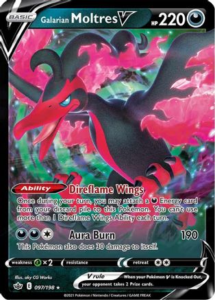 Galarian Moltres V 097 - Holofoil SWSH06 Chilling Reign - Ultra Rare