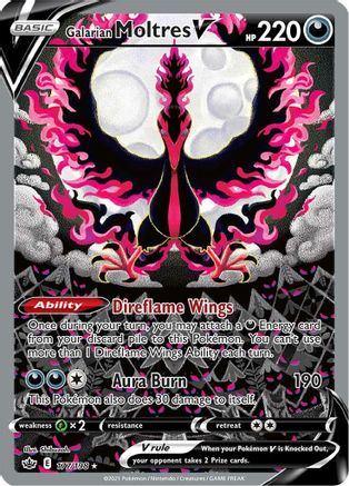 Galarian Moltres V (Alternate Full Art) 177 - Holofoil SWSH06 Chilling Reign - Ultra Rare