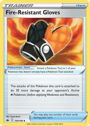 Fire-Resistant Gloves 138 - Reverse Holofoil SWSH06 Chilling Reign - Uncommon