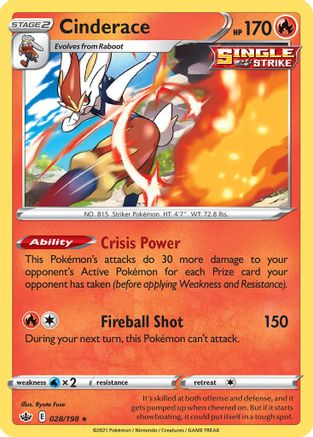 Cinderace - 028/198/198 Deck Exclusives - Rare