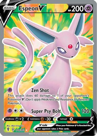 Espeon V (Full Art) 179 - Holofoil SWSH07 Evolving Skies - Ultra Rare
