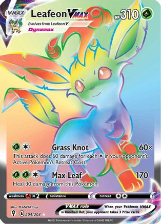 Leafeon VMAX (Secret) 204 - Holofoil SWSH07 Evolving Skies - Secret Rare