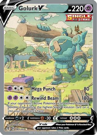 Golurk V (Alternate Full Art) 182 - Holofoil SWSH07 Evolving Skies - Ultra Rare