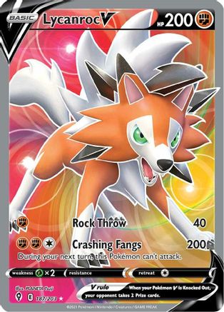 Lycanroc V (Full Art) 187 - Holofoil SWSH07 Evolving Skies - Ultra Rare
