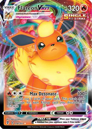 Flareon VMAX 018 - Holofoil SWSH07 Evolving Skies - Ultra Rare