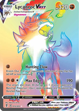 Lycanroc VMAX (Secret) 213 - Holofoil SWSH07 Evolving Skies - Secret Rare