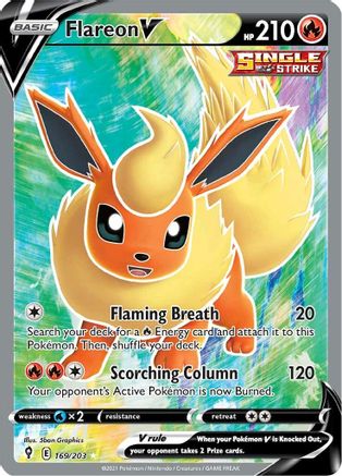 Flareon V (Full Art) 169 - Holofoil SWSH07 Evolving Skies - Ultra Rare