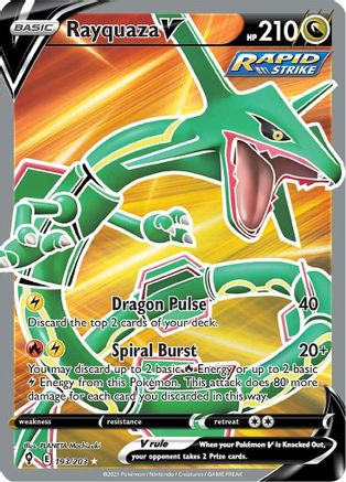 Rayquaza V (Full Art) 193 - Holofoil SWSH07 Evolving Skies - Ultra Rare