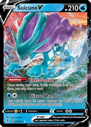 Suicune V 031 - Holofoil SWSH07 Evolving Skies - Ultra Rare