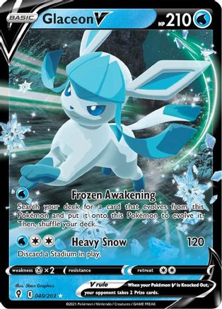 Glaceon V 040 - Holofoil SWSH07 Evolving Skies - Ultra Rare