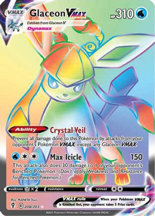 Glaceon VMAX (Secret) 208 - Holofoil SWSH07 Evolving Skies - Secret Rare