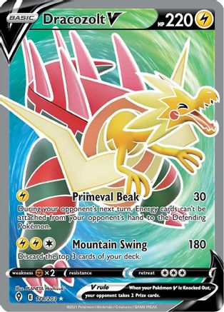 Dracozolt V (Full Art) 178 - Holofoil SWSH07 Evolving Skies - Ultra Rare
