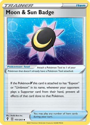 Moon & Sun Badge 151 - Reverse Holofoil SWSH07 Evolving Skies - Uncommon
