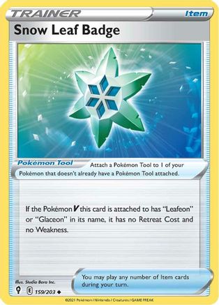 Snow Leaf Badge 159 - Reverse Holofoil SWSH07 Evolving Skies - Uncommon