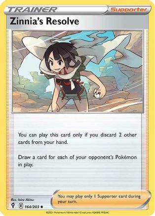 Zinnia's Resolve 164 - Reverse Holofoil SWSH07 Evolving Skies - Uncommon