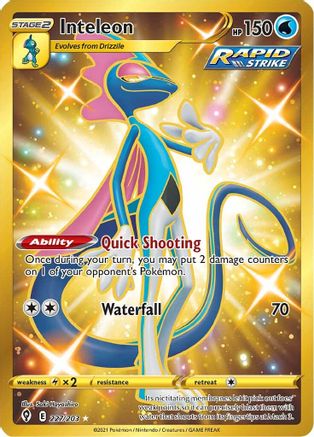 Inteleon (Secret) 227 - Holofoil SWSH07 Evolving Skies - Secret Rare