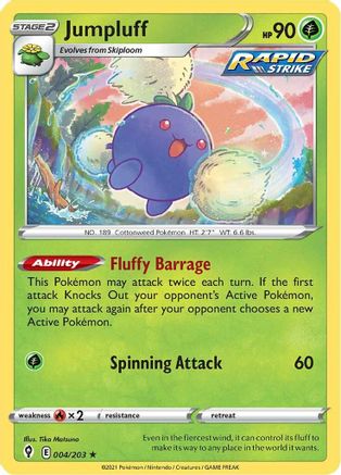 Jumpluff 004 - Reverse Holofoil SWSH07 Evolving Skies - Holo Rare