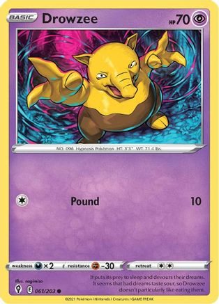 Drowzee 061 - Reverse Holofoil SWSH07 Evolving Skies - Common