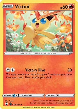 Victini 020 - Holofoil SWSH07 Evolving Skies - Holo Rare