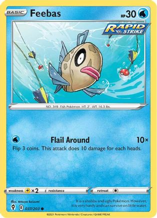 Feebas 037 - Reverse Holofoil SWSH07 Evolving Skies - Common