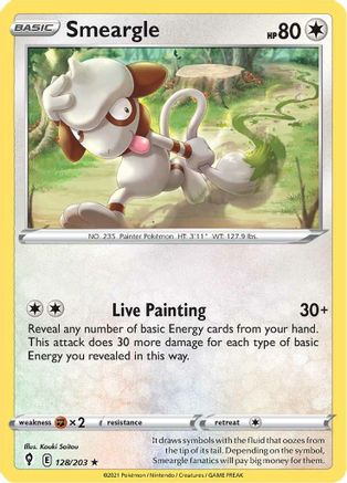 Smeargle 128 - Reverse Holofoil SWSH07 Evolving Skies - Rare