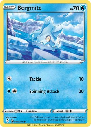 Bergmite 044 - Reverse Holofoil SWSH07 Evolving Skies - Common