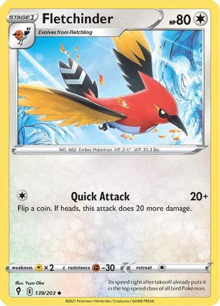 Fletchinder 139 SWSH07 Evolving Skies - Uncommon