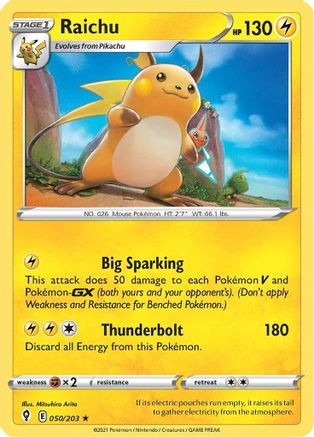Raichu 050 - Holofoil SWSH07 Evolving Skies - Holo Rare