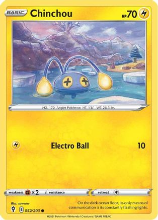 Chinchou 052 - Reverse Holofoil SWSH07 Evolving Skies - Common