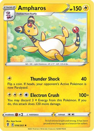 Ampharos 056 SWSH07 Evolving Skies - Rare