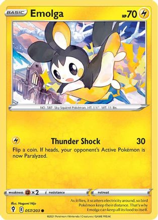 Emolga 057 - Reverse Holofoil SWSH07 Evolving Skies - Common