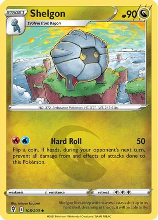 Shelgon 108 - Reverse Holofoil SWSH07 Evolving Skies - Uncommon