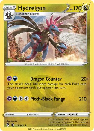 Hydreigon 115 - Holofoil SWSH07 Evolving Skies - Holo Rare
