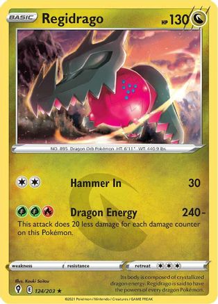 Regidrago 124 - Reverse Holofoil SWSH07 Evolving Skies - Holo Rare