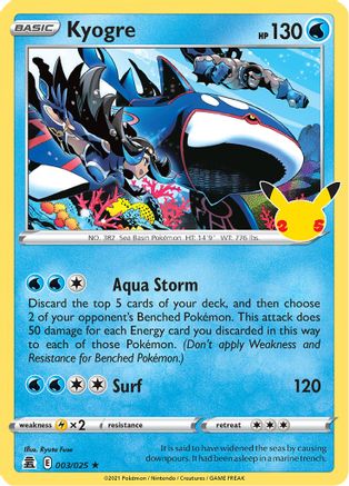 Kyogre 003 - Holofoil Celebrations - Holo Rare