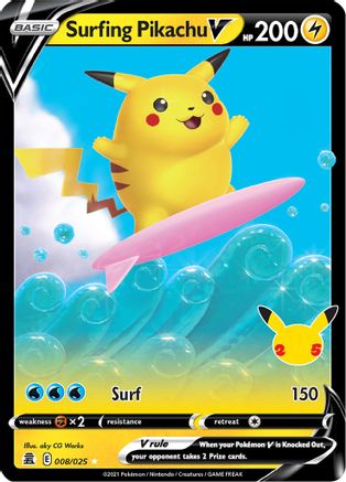 Surfing Pikachu V 008 - Holofoil Celebrations - Ultra Rare